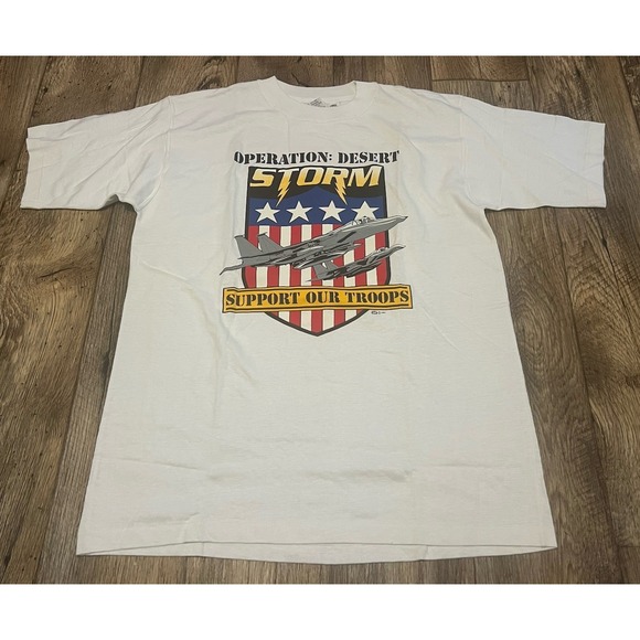 Vtg Operation Desert Storm T Shirt 1991 Single Stitch 100% Cotton Big Graphic - Picture 1 of 4